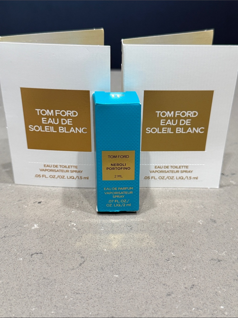 Tom Ford Neroli Portofino & 2 Soleil Blanc Sample Set - new/ unused